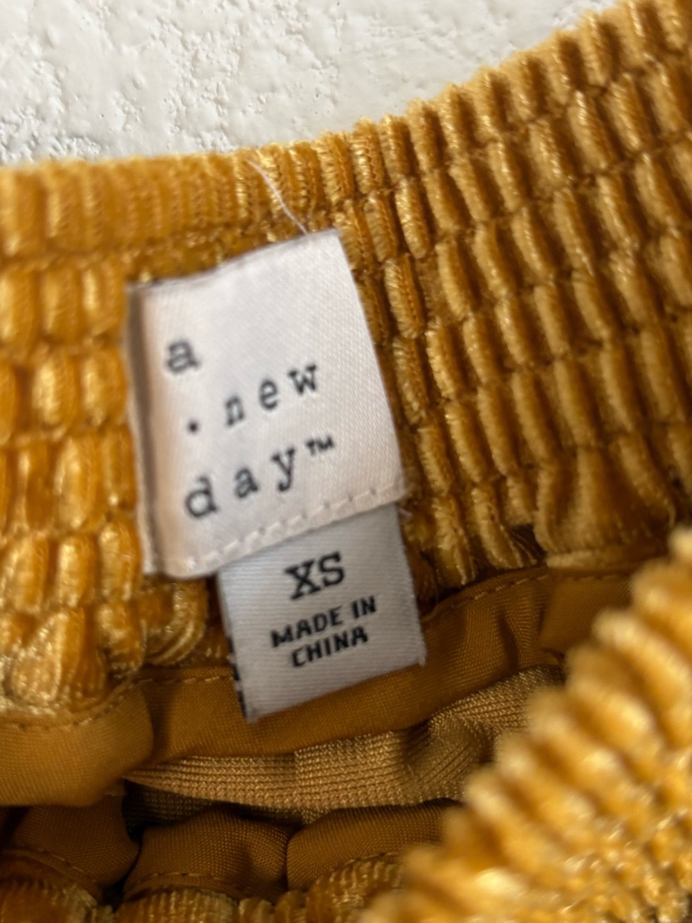 a new day Velvet Mustard Gold Pleated Midi Skirt w/ Elastic Waistband NWOT - Picture 3 of 8